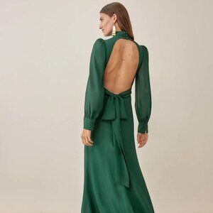 Reformation Midleton Dress Emerald Green Open Back- size 4